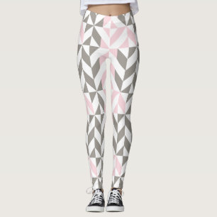 Leggings ZigZag géométrique rose et argent