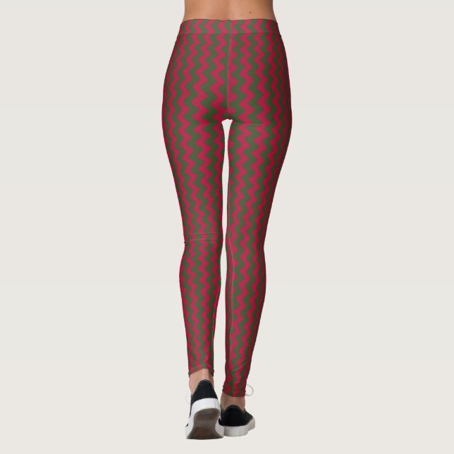 Leggings zigzag rouge et vert  (Dos)