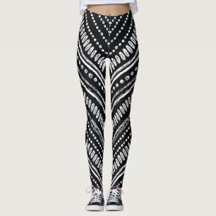 Leggings Zigzag Stripes : Ethnique Dessinée À La Main