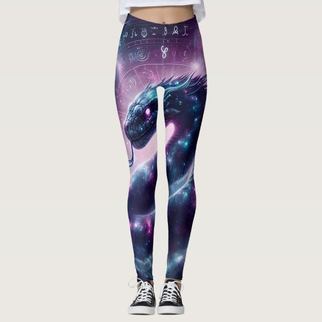 Leggings Zodiaque Galaxie Astrologie Serpent Cosmique (Devant)