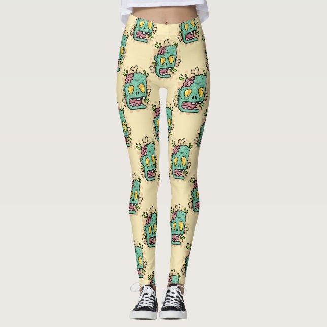 Leggings zombie d'halloween beige (Devant)