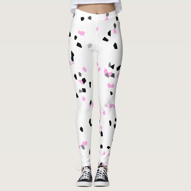 Leggings Zones blanches roses noires mignonnes (Devant)