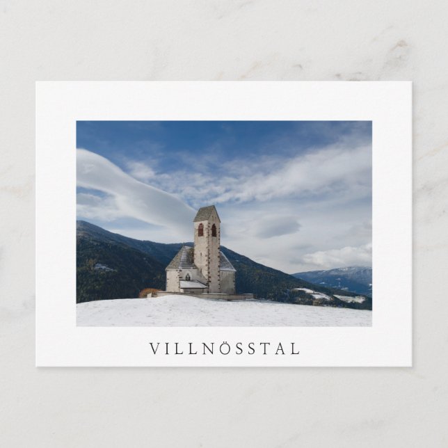 L'église St. Jakob à Villnöss carte postale blanch (Devant)