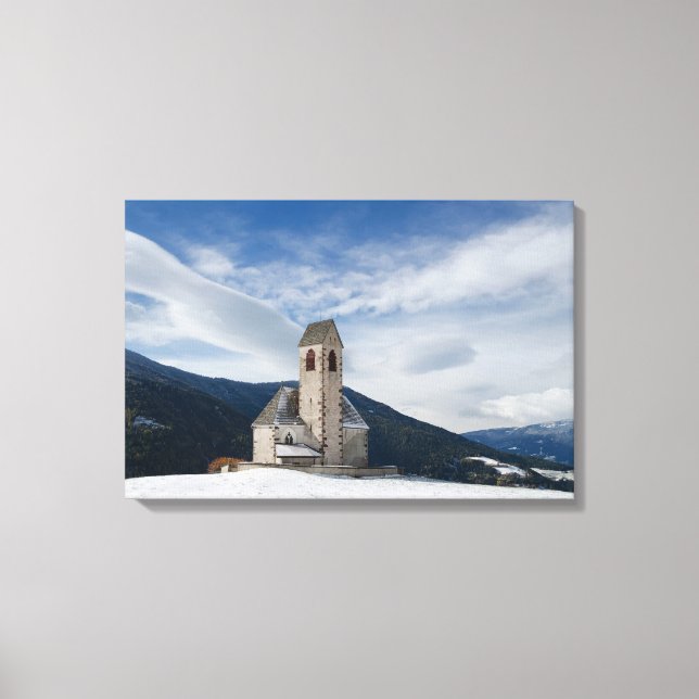 L'église St. Jakob à Villnöss en toile imprimée (Recto)