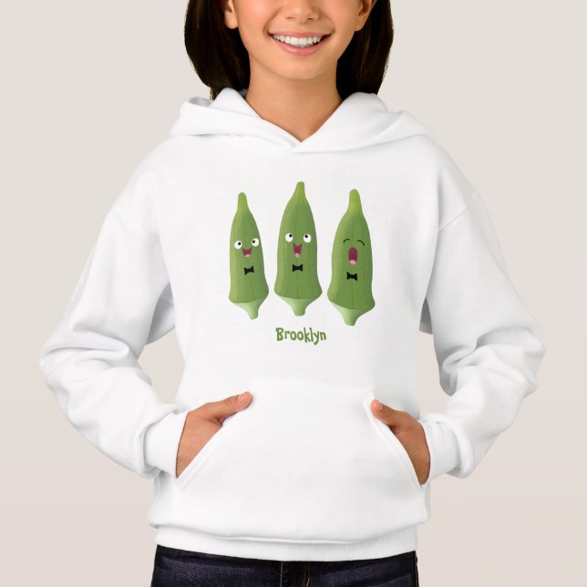 Légume okra de dessin animé mignon qui chante (Devant)