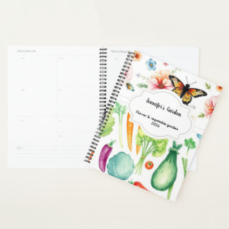 Légumes aquarelle fleurs jardin personnel