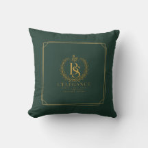L'Élégance Coussin de jet en vert forêt et or | Pa