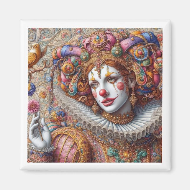 "L'élégance de l'Arlequin Royal - Aimant Artistiqu (Devant)