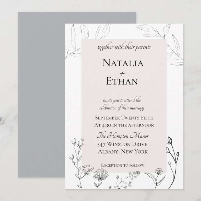 L'Élégante Faire-part de mariage Flora (Devant / Derrière)