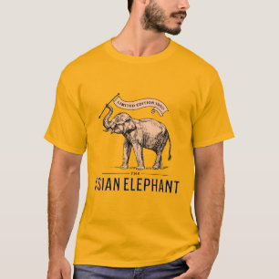 L'éléphant asiatique 1950 pour lui t-shirt jaune