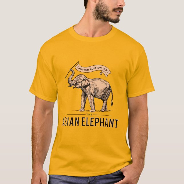 L'éléphant asiatique 1950 pour lui t-shirt jaune (Devant)