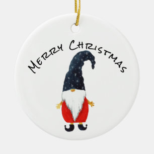 L'elfe de Noël, gnome au chapeau bleu Ornement