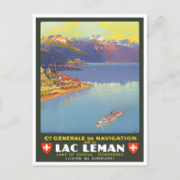 Leman lake Suisse voyage vintage Carte postale