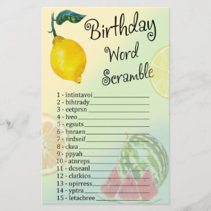 Lemon Anniversaire Mot Scramble Jeu