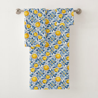 Lemon Botanical Blue and Yellow Summer Print