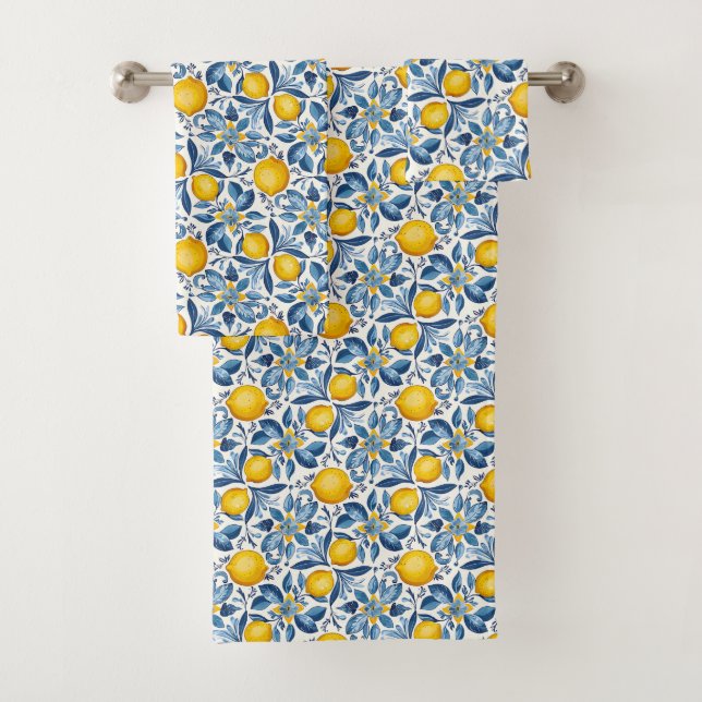 Lemon Botanical Blue and Yellow Summer Print (En situation)