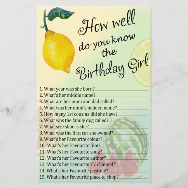 Lemon Comme tu connais bien la fille d'anniversair