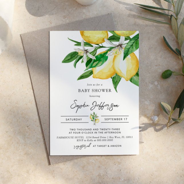 Lemon Greenery Baby Shower Invitation (Créateur téléchargé)