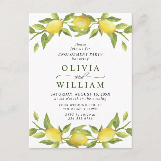 Lemon Greenery ENGAGEMENT PARTY Invitation (Devant)