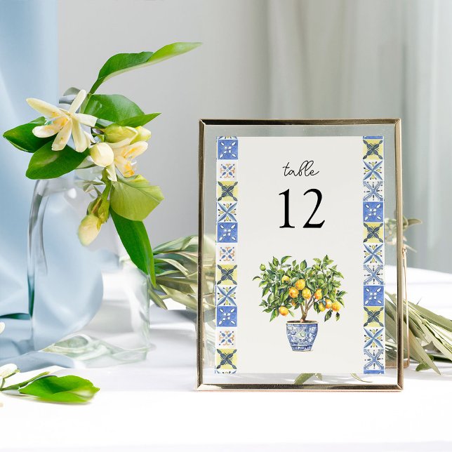Lemon Grove Italien Inspiré Mariage Numéro de tabl (Wedding Table Number from the Lemon Grove Wedding Collection by Darling & May)