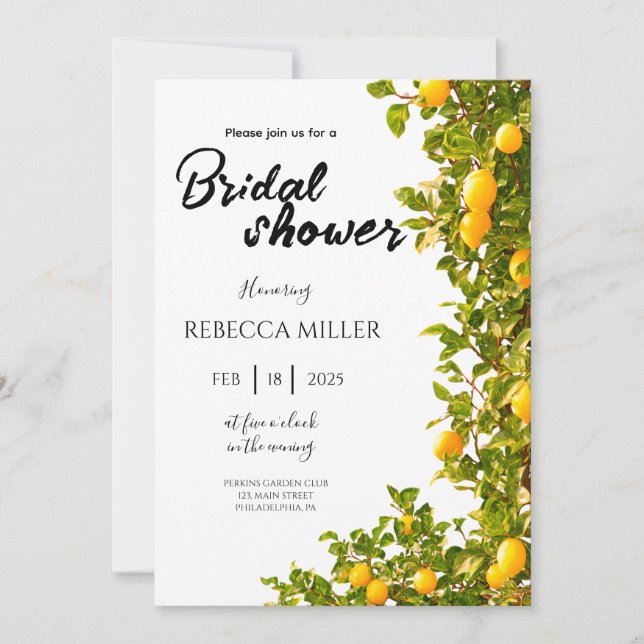 Lemon Grove Romance douche nuptiale Invitation (Devant)