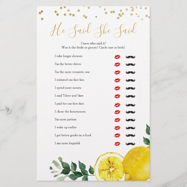 Lemon Main Squeeze Il Dit Qu'Elle A Dit Jeux (Devant)