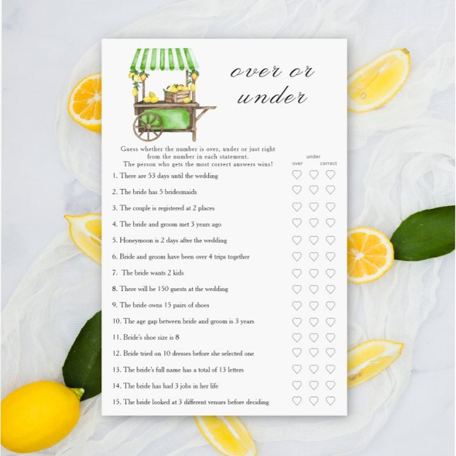 Lemon - Over or under bridal shower game (Créateur téléchargé)