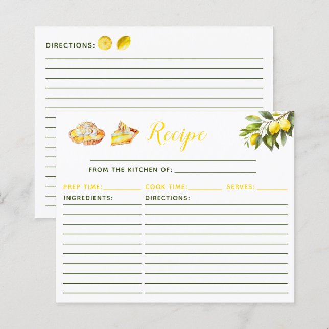 Lemon Pie Recipe (Devant / Derrière)