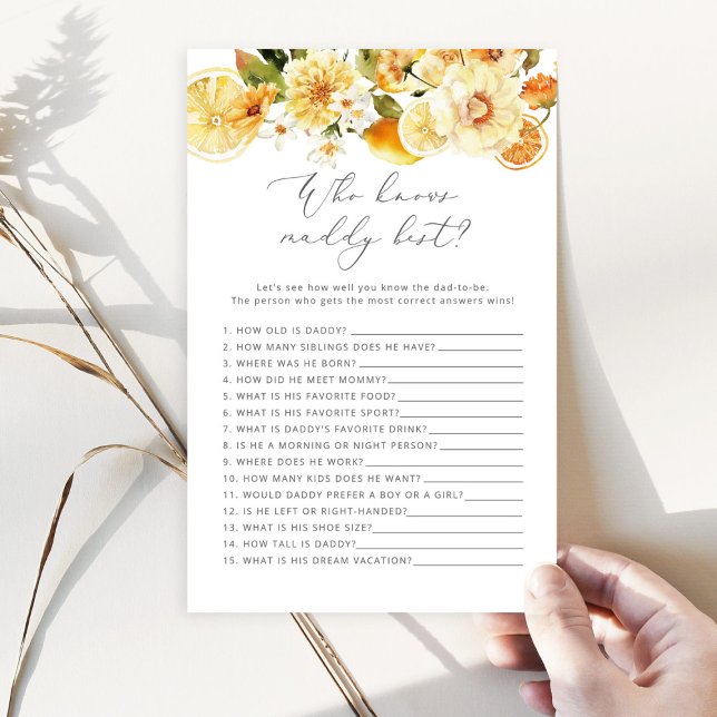 Lemon Qui connaît papa meilleur jeu de baby shower (Créateur téléchargé)