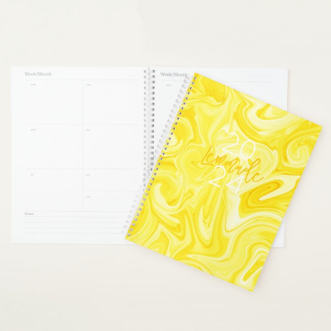 LEMONADE Jaune planificateur annuel Preppy Fun mod (Devant avec enveloppe)