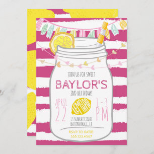 Lemonade Mason Jar Invitation Anniversaire