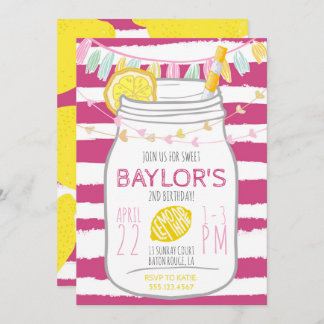 Lemonade Mason Jar Invitation Anniversaire