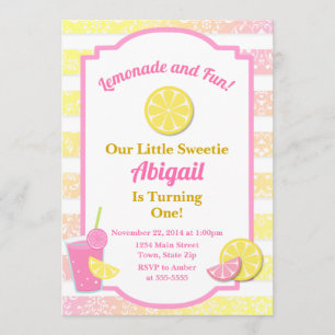 Lemonade rose Anniversaire Invitation 1er Annivers