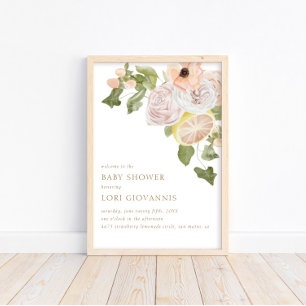 Lemonade rose moderne Affiche de bienvenue à plat 