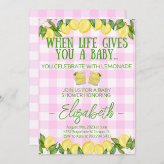 Lemonade Rose Thème Baby shower Invitation