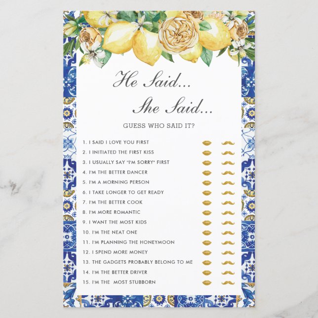 Lemons Floral Fête des mariées Il A Dit Qu'Elle A  (Devant)