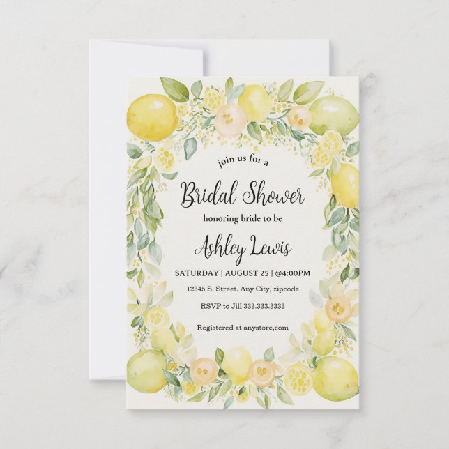 Lemons nuptiale invitation, invitation jaune (Devant)