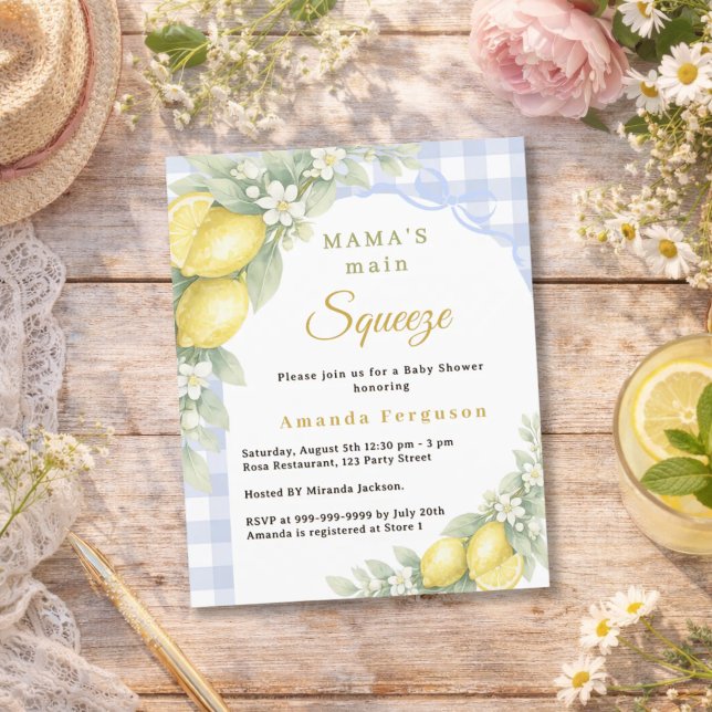 Lemons squeeze bow boy Baby Shower invitation (Créateur téléchargé)