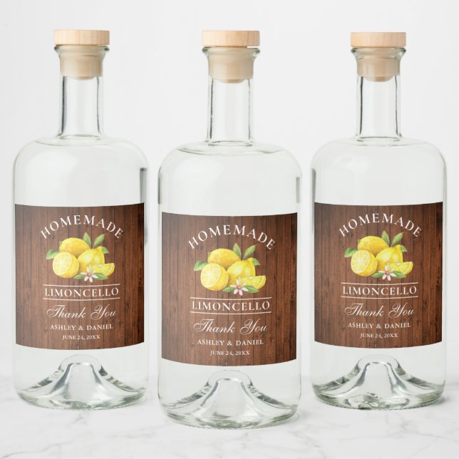 Lemons Wood Merci Limoncello Bottle Étiquette (Bouteilles)