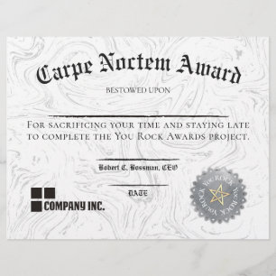 L'employé TRAVAILLE EN TARD Prix du certificat drô