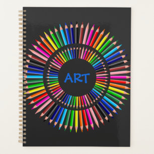 L'enseignant d'art, crayons colorés