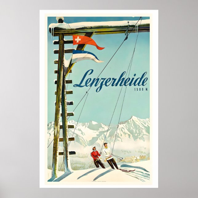 Lenzerheide Switzerland Vintage Ski Poster (Devant)