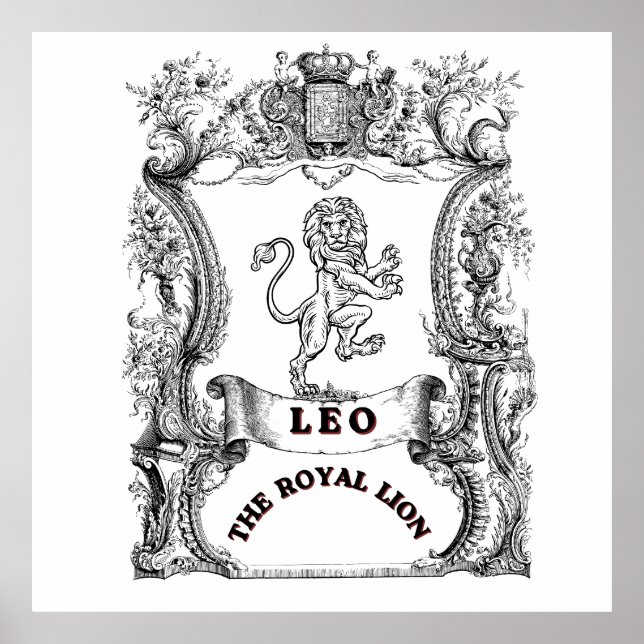 Léo Le Lion Royal | Affiche de Rouleau du Zodiaque (Devant)