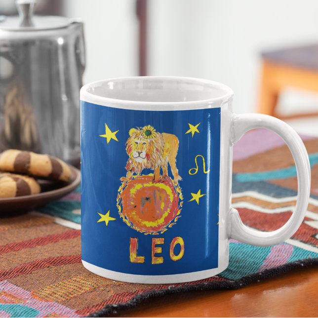 Leo le signe zodiaque Lion tasse de café (Créateur téléchargé)