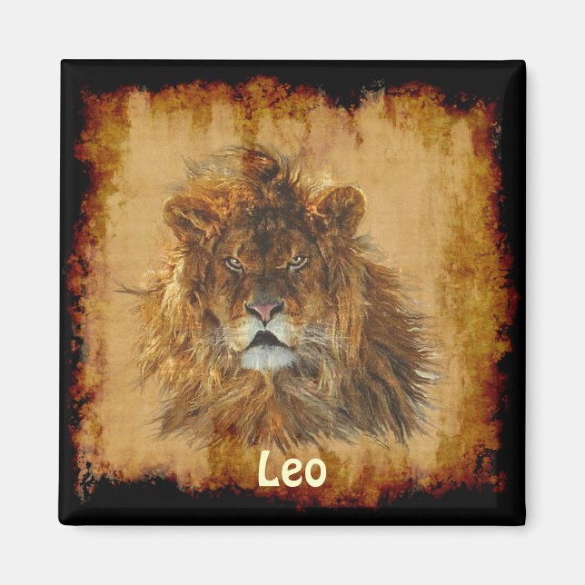 "LEO" Lion Astrology Wildlife Art Magnet (Devant)