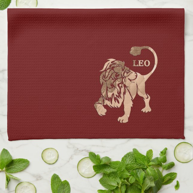 Leo Lion Brossé Or RED Zodiac Serviette (Plié)