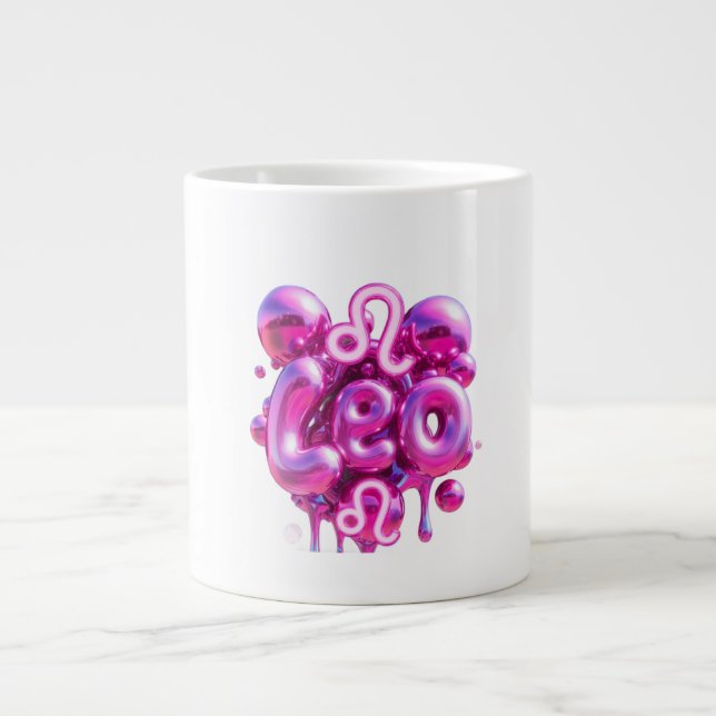 Leo Typography Pink Bubble Letters Mug  (Devant)