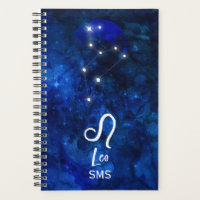 Leo Zodiac Constellation bleu foncé Galaxie Monogr