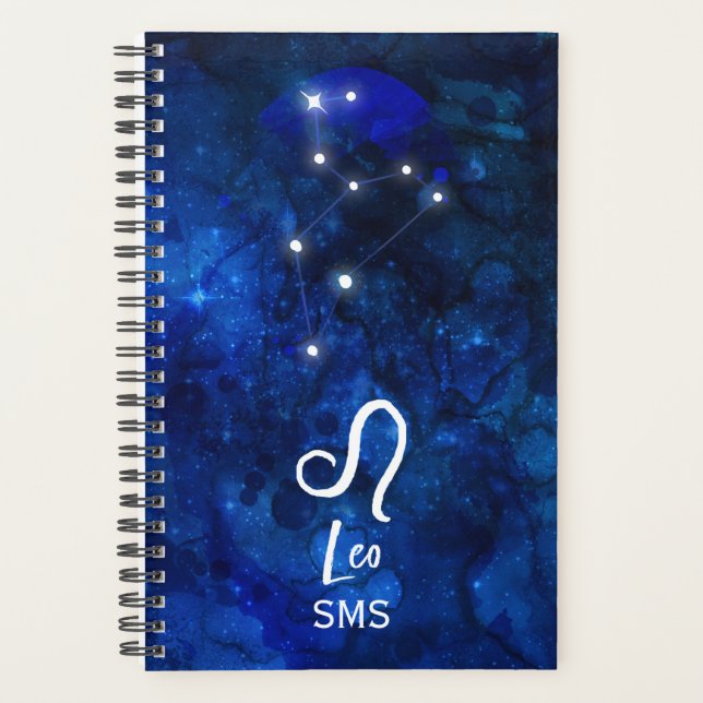 Leo Zodiac Constellation bleu foncé Galaxie Monogr (Devant)