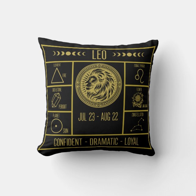 Leo Zodiac Fun Faits Horoscope Astrologie Coussin (Recto)